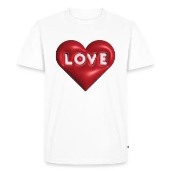 Love 3D rouge - T-shirt Premium bio Homme - blanc - Devant - Nico (187cm)