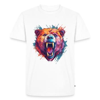 roaring bear - Men's Premium Organic T-Shirt - white - Front - Nico (187cm)