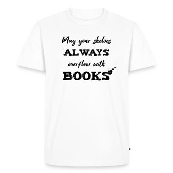 0040 Immer volle Bücherregale | Bücherstapel - Männer Premium Bio T-Shirt - Weiß - Vorne - Nico (187cm)