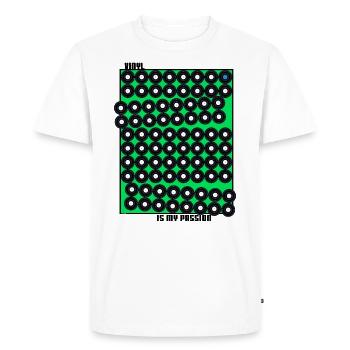 Le vinyle est ma passion (vert) - T-shirt Premium bio Homme - blanc - Devant - Nico (187cm)