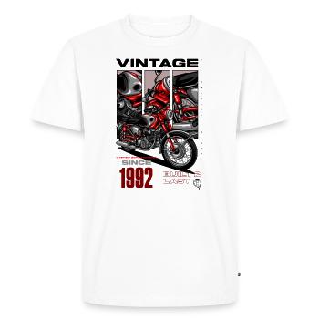 Moto Vintage Motards Motard Anniversaire 1992 - T-shirt Premium bio Homme - blanc - Devant - Nico (187cm)
