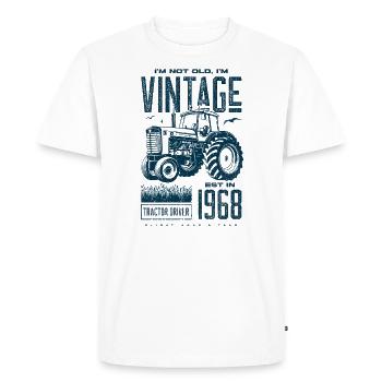 Vintage Tractor Farmer Birthday Born In 1968 - Men's Premium Organic T-Shirt - white - Front - Nico (187cm)