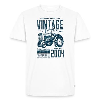 Tracteur Vintage Farmer Anniversaire Né En 2004 - T-shirt Premium bio Homme - blanc - Devant - Nico (187cm)