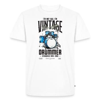 I'm Not Old I'm Vintage Retro 1980 Drummer - Men's Premium Organic T-Shirt - white - Front - Nico (187cm)
