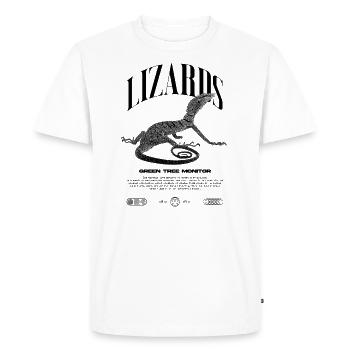 Green Tree Monitor Streetwear Lizard Keeper - Men's Premium Organic T-Shirt - white - Front - Nico (187cm)