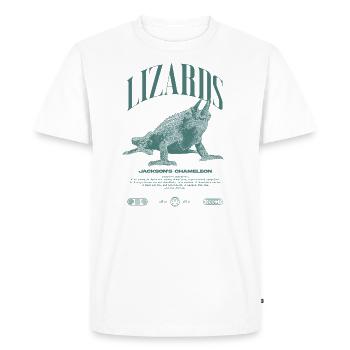 Jackson's Chameleon Streetwear Lizard Keeper - Men's Premium Organic T-Shirt - white - Front - Nico (187cm)