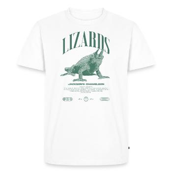Jackson's Chameleon Streetwear Lizard Keeper - Men's Premium Organic T-Shirt - white - Front - Nico (187cm)