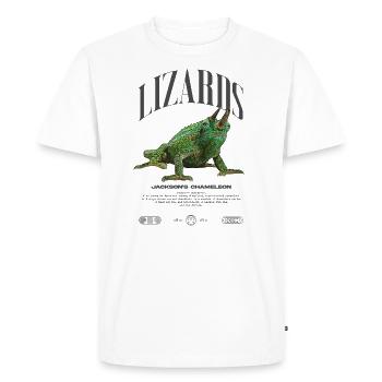 Jackson's Chameleon Streetwear Lizard Keeper - Men's Premium Organic T-Shirt - white - Front - Nico (187cm)