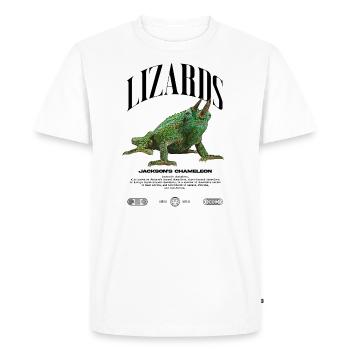 Jackson's Chameleon Streetwear Lizard Keeper - Men's Premium Organic T-Shirt - white - Front - Nico (187cm)