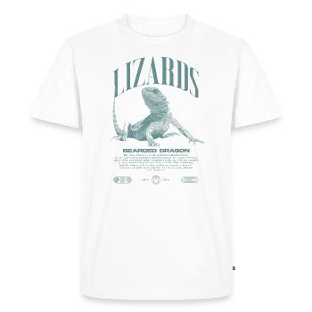 Dragon barbu Streetwear gardien de lézard - T-shirt Premium bio Homme - blanc - Devant - Nico (187cm)
