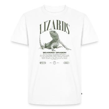 Dragon barbu Streetwear gardien de lézard - T-shirt Premium bio Homme - blanc - Devant - Nico (187cm)
