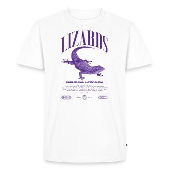 Phelsuma laticauda Day Gecko Streetwear Lézard - T-shirt Premium bio Homme - blanc - Devant - Nico (187cm)