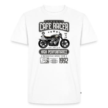 Cafe Racer Moto Anniversaire Motard Né en 1992 - T-shirt Premium bio Homme - blanc - Devant - Nico (187cm)