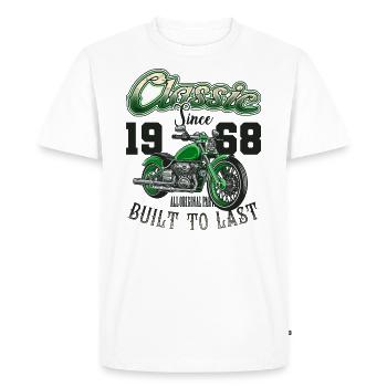 Motorcycle Bikers Motorbike Birthday Born In 1968 - Men's Premium Organic T-Shirt - white - Front - Nico (187cm)