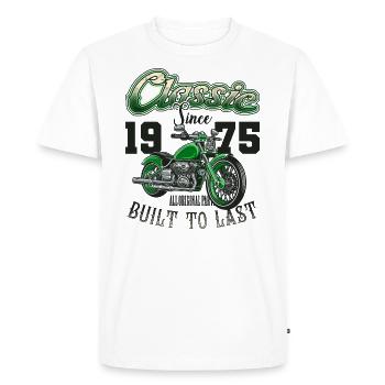 Moto Motard Moto Anniversaire Né En 1975 - T-shirt Premium bio Homme - blanc - Devant - Nico (187cm)