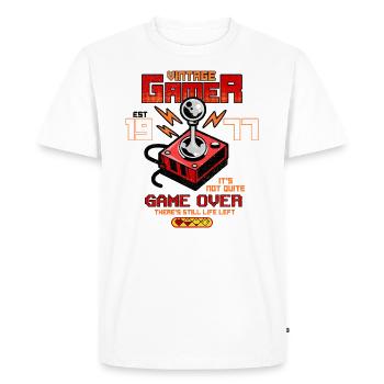 Vintage Gamer depuis 1977 Drôle d’anniversaire Gaming - T-shirt Premium bio Homme - blanc - Devant - Nico (187cm)