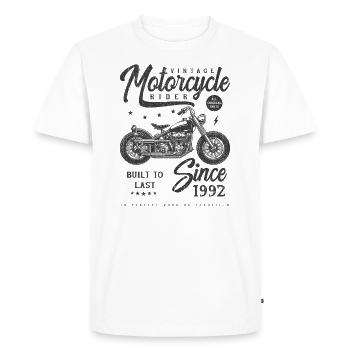 Moto Vintage Biker Anniversaire Né En 1992 - T-shirt Premium bio Homme - blanc - Devant - Nico (187cm)