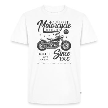 Moto Vintage Biker Anniversaire Né En 1985 - T-shirt Premium bio Homme - blanc - Devant - Nico (187cm)