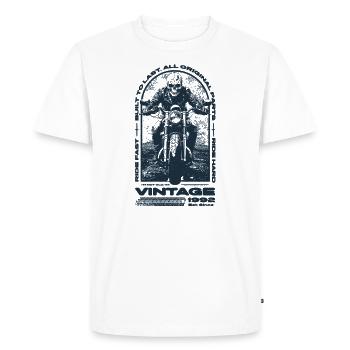 Moto Vintage Motards Moto Anniversaire 1992 - T-shirt Premium bio Homme - blanc - Devant - Nico (187cm)