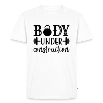 Body Under Construction - Fitness Slogan - Men's Premium Organic T-Shirt - white - Front - Nico (187cm)