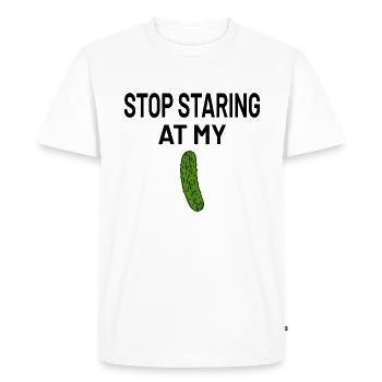 Le concombre pour hommes drôle arrête de regarder mon cornichon - T-shirt Premium bio Homme - blanc - Devant - Nico (187cm)