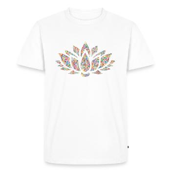 LOTUS FLOWER YOGA MÉDITATION BOUDDHA T-SHIRT - T-shirt Premium bio Homme - blanc - Devant - Nico (187cm)