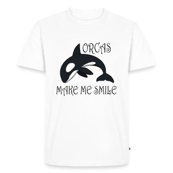 Orcas Make Me Smile Whale Sea Animal - Men's Premium Organic T-Shirt - white - Front - Nico (187cm)