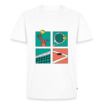 Coole Tennis Illustration Tennisspieler Trainer - Männer Premium Bio T-Shirt - Weiß - Vorne - Nico (187cm)