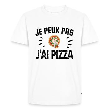 je peux pas j'ai pizza - T-shirt Premium bio Homme - blanc - Devant - Nico (187cm)