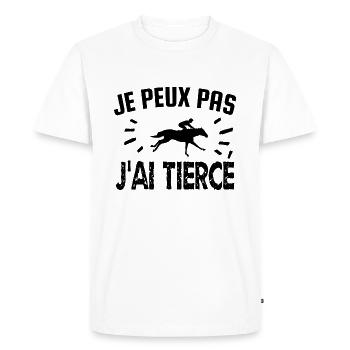 je peux pas j'ai tiercé - T-shirt Premium bio Homme - blanc - Devant - Nico (187cm)