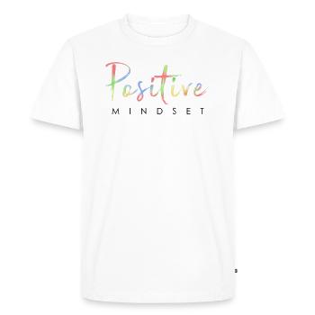 État d’ positif - Restez positif - T-shirt Premium bio Homme - blanc - Devant - Nico (187cm)