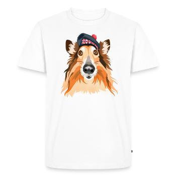 colley écossais - T-shirt Premium bio Homme - blanc - Devant - Nico (187cm)