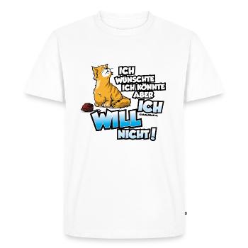 Chat ne veut pas - tee shirt - T-shirt Premium bio Homme - blanc - Devant - Nico (187cm)
