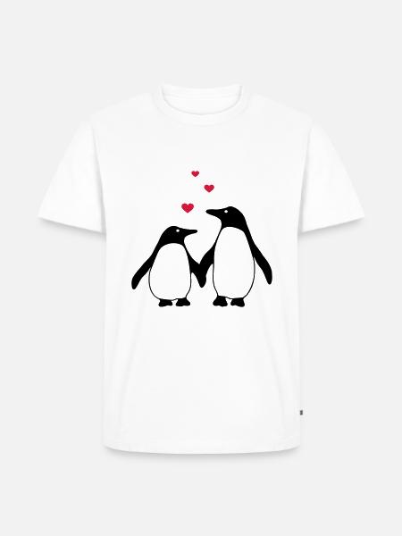 verliebte Pinguine - Männer Premium Bio T-Shirt - Weiß
