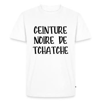 ceinture noire de tchatche - T-shirt Premium bio Homme - blanc - Devant - Nico (187cm)