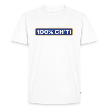 100% Ch'ti - Nord pas de calais - T-shirt Premium bio Homme - blanc - Devant - Nico (187cm)