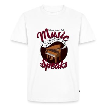 Music speaks, music speaks - Men's Premium Organic T-Shirt - white - Front - Nico (187cm)