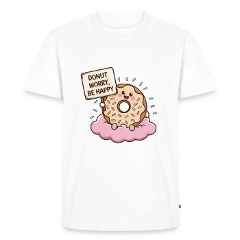 DONUT WORRY BE HAPPY - Men's Premium Organic T-Shirt - white - Front - Nico (187cm)