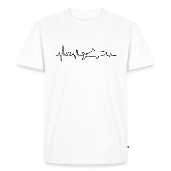 Battements de coeur Requin Requins ECG Pouls Requin nageoire - T-shirt Premium bio Homme - blanc - Devant - Nico (187cm)