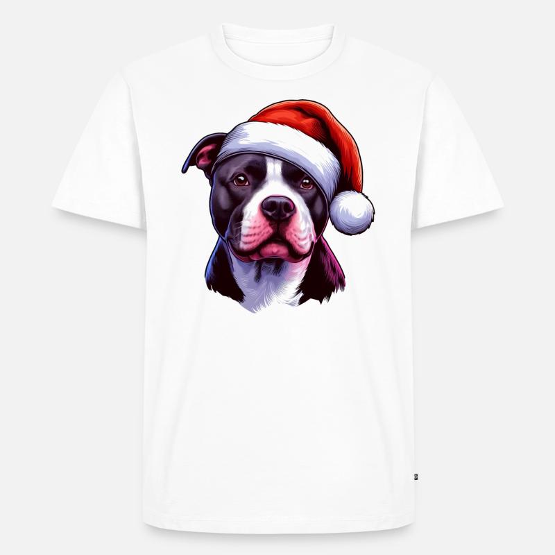 Pitbull Weihnachtsmann - Männer Premium Bio T-Shirt - Weiß
