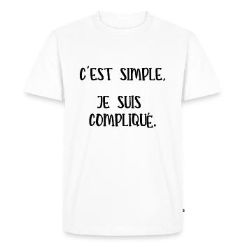c'est simple je suis compliqué - T-shirt Premium bio Homme - blanc - Devant - Nico (187cm)