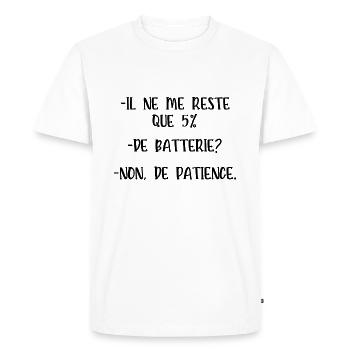 il ne me reste que 5% - T-shirt Premium bio Homme - blanc - Devant - Nico (187cm)