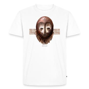 Masque africain, MBOGO - T-shirt Premium bio Homme - blanc - Devant - Nico (187cm)