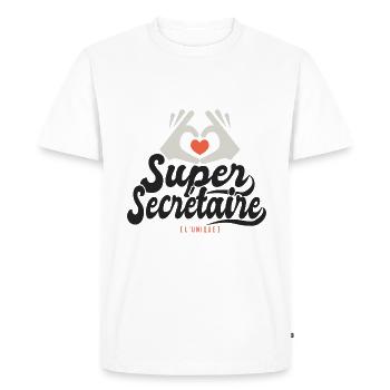 Super Secrétaire l unique cadeau Secretaire - T-shirt Premium bio Homme - blanc - Devant - Nico (187cm)