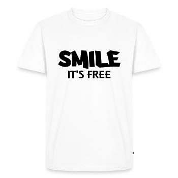 Smile - It's free - Men's Premium Organic T-Shirt - white - Front - Nico (187cm)