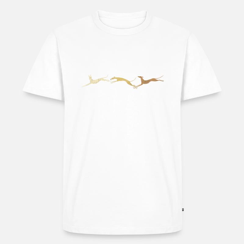 3 springende braune Windhunde - Männer Premium Bio T-Shirt - Weiß