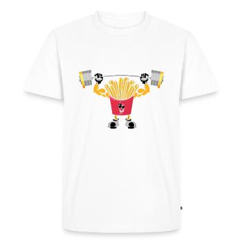 Bodybuilding Fries Fitness Workout Gym Fries - Men's Premium Organic T-Shirt - white - Front - Nico (187cm)