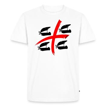 4 Mori Cross - Men's Premium Organic T-Shirt - white - Front - Nico (187cm)
