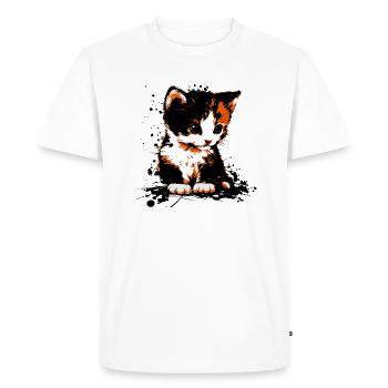 Cute Watercolour kitten illustration - Men's Premium Organic T-Shirt - white - Front - Nico (187cm)
