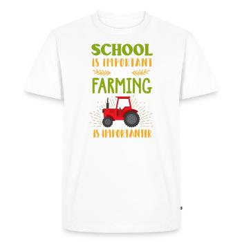 Farming Importanter Than School Farmer Kids Gift - Men's Premium Organic T-Shirt - white - Front - Nico (187cm)